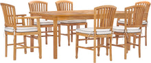 7 Piece Teak Wood Orleans 71" Patio Bistro Dining Set with 2 Arm Chairs & 4 Side Chairs