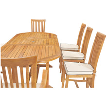 9 Piece Teak Wood Balero Oval Extension Dining Set with 2 Arm and 6 Side Chairs