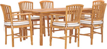 7 Piece Teak Wood Orleans 63" Patio Bistro Dining Set with 6 Arm Chairs
