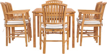 7 Piece Teak Wood Orleans 63" Patio Bistro Dining Set with 6 Arm Chairs
