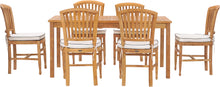 7 Piece Teak Wood Orleans 63" Patio Bistro Dining Set with 6 Side Chairs
