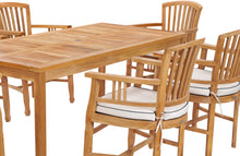 7 Piece Teak Wood Orleans 71" Patio Bistro Dining Set with 6 Arm Chairs