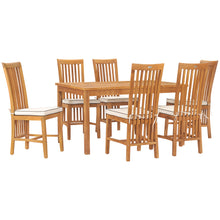 7 Piece Teak Wood Balero 55" Bistro Dining Set with 6 Side Chairs