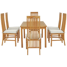 7 Piece Teak Wood West Palm 55" Bistro Dining Set with 6 Side Chairs