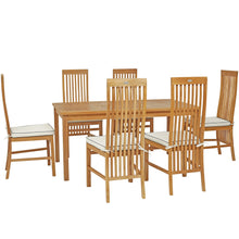 7 Piece Teak Wood West Palm 63" Bistro Dining Set with 6 Side Chairs
