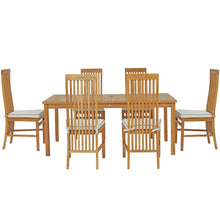 7 Piece Teak Wood West Palm 71" Bistro Dining Set with 6 Side Chairs