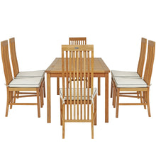7 Piece Teak Wood West Palm 71" Bistro Dining Set with 6 Side Chairs