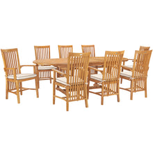 9 Piece Teak Wood Balero Outdoor Patio Dining Set including Oval Extension Table & 8 Arm Chairs