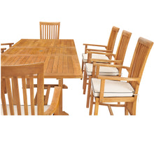 9 Piece Teak Wood Balero Outdoor Patio Dining Set including Rectangular Extension Table & 8 Arm Chairs