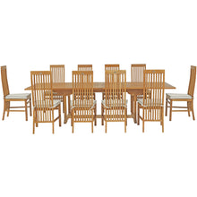 11 Piece Teak Wood West Palm Patio Dining Set including Rectangular Double Extension Table & 10 Side Chairs