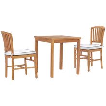 3 Piece Teak Wood Orleans Intimate Bistro Dining Set including 27" Square Table and 2 Side Chairs