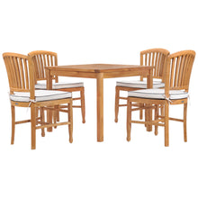 5 Piece Teak Wood Orleans Bistro Dining Set including 35" Square Table and 4 Side Chairs