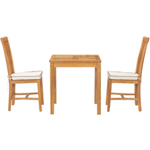 3 Piece Teak Wood Balero Intimate Bistro Dining Set including 27" Table and 2 Side Chairs