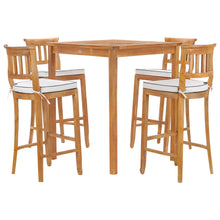 5 Piece Teak Wood Amsterdam Patio Bistro Bar Set with 35" Square Table & 4 Barstools