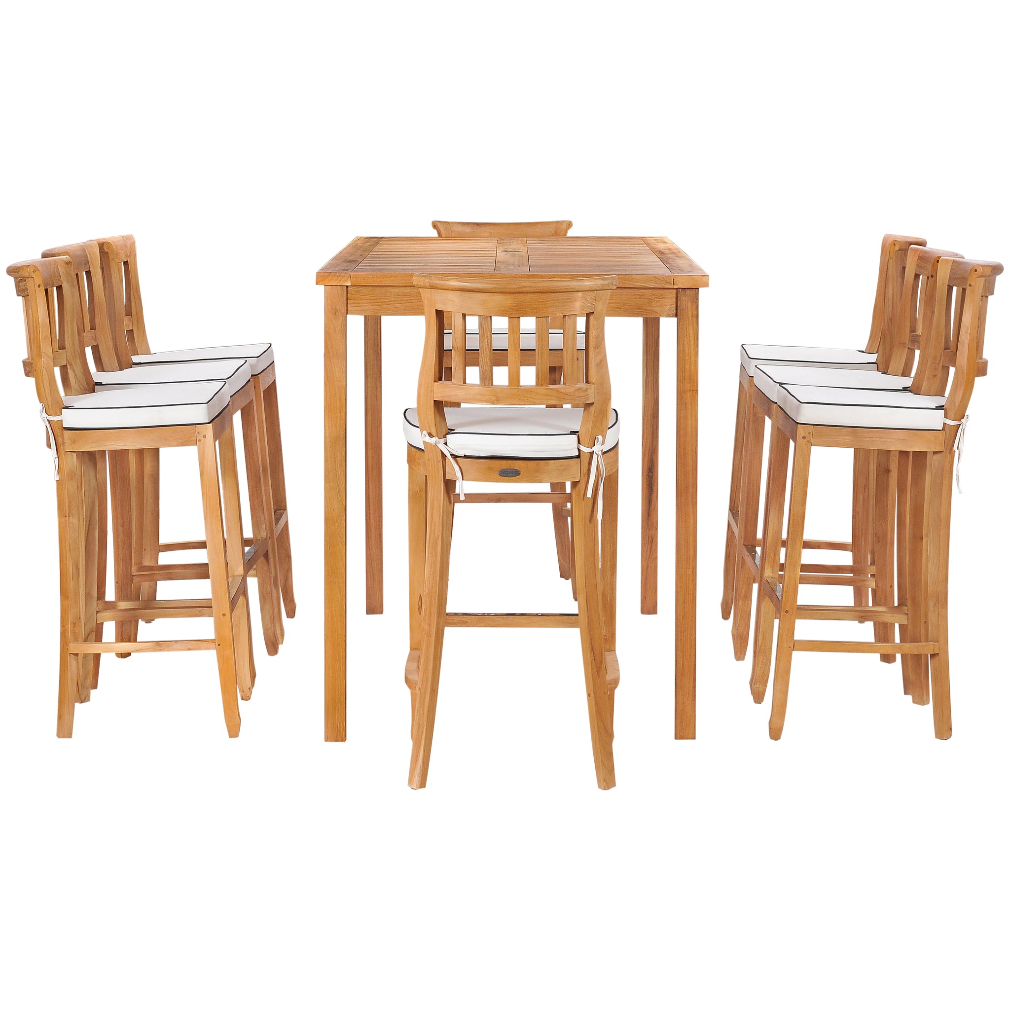 9 Piece Teak Wood Amsterdam 71" Rectangular Bar Set including 8 ...