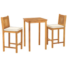 3 Piece Teak Wood Elzas Intimate Bistro Bar Set includes 27" Table and 2 Barstools