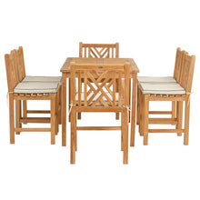 7 Piece Teak Wood Chippendale 55" Rectangular Bistro Counter Dining Set including 2 Arm & 4 Side Counter Stools