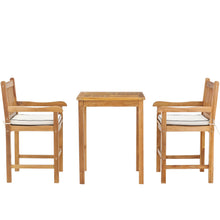3 Piece Teak Wood Elzas Intimate Bistro Counter Set Including 27" Table and 2 Counter Stools w/ Arms