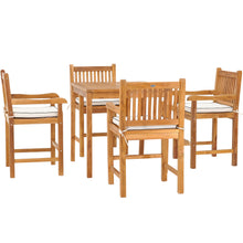 5 Piece Teak Wood Elzas Bistro Counter Dining Set Including 35" Table and 4 Counter Stools w/ Arms