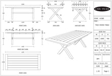 Teak Wood Cross Indoor/Outdoor Dining Table 87" x 40"