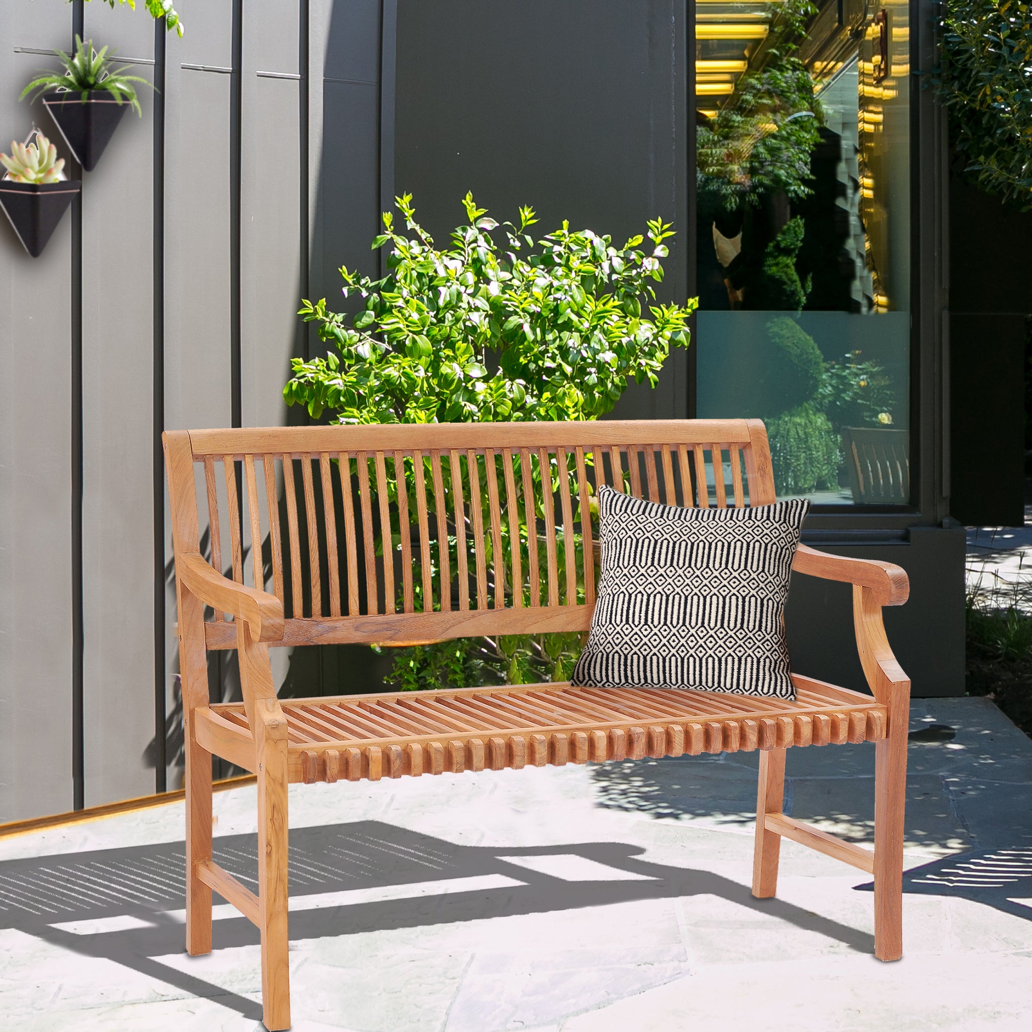 Castle Bench Teak Wood Castle Bench with Arms, 4 ft by Chic Teak only $625.63