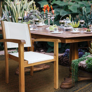 Teak Wood Las Palmas Stacking Arm Chair with Batyline Sling - Chic Teak