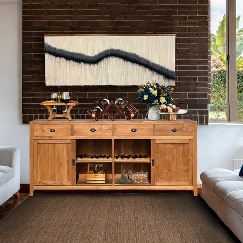 Waxed Teak Wood Rhone Buffet / Media Center, Large