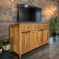 Waxed Teak Wood Rhone Buffet/Media Center, Medium
