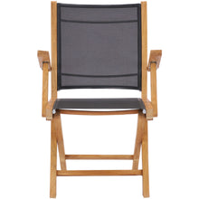 Teak Wood Miami Folding Arm Chair, Black (Set of 2)