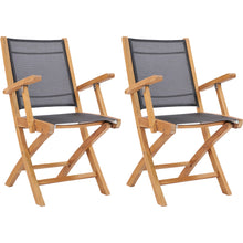 Teak Wood Miami Folding Arm Chair, Black (Set of 2)
