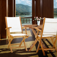 Teak Wood Miami Folding Arm Chair, White (set of 2) - Chic Teak