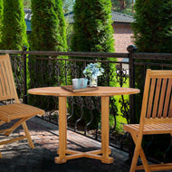 Teak Wood Hatteras Small Round Outdoor Patio Dining Table, 39 Inch - Chic Teak