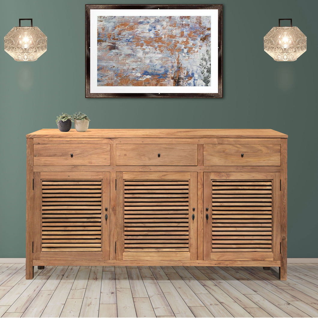 Recycled Teak Wood Louvre Cabinet With