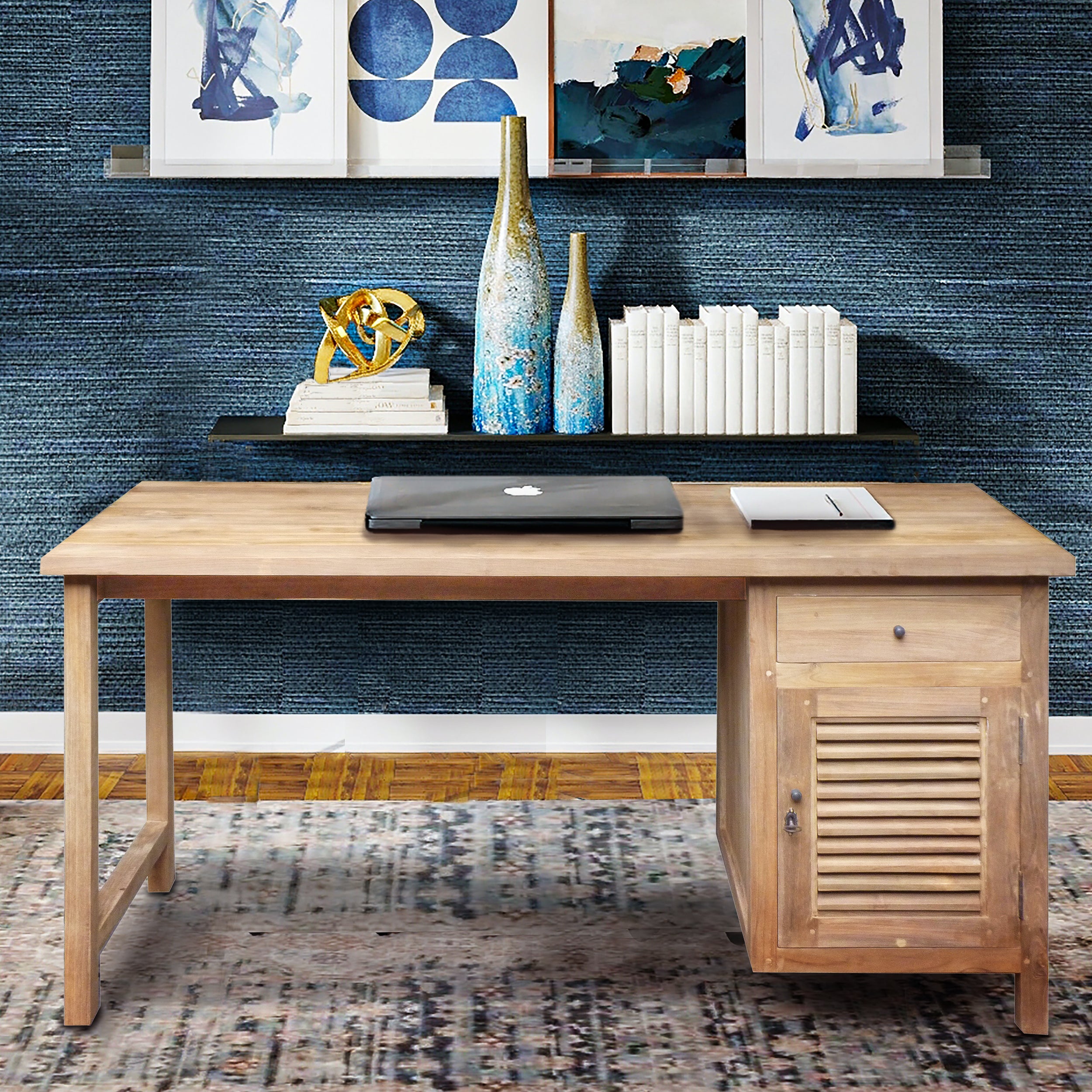 Nordic Computer Desk One Drawer One Shelf Compact Writing 