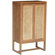 Recycled Teak Wood West Indies Cane Cupboard / Bookcase