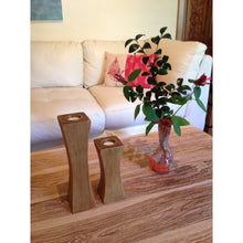 Slim Recycled Teak Wood Candleholder, set of 2 - Chic Teak