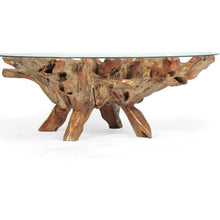 Teak Wood Root Coffee Table Including 55 Inch Round Glass Top - Chic Teak