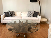 Teak Wood Root Coffee Table Including 55 Inch Round Glass Top