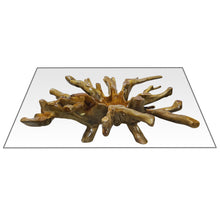 Teak Wood Root Coffee Table Including 55 inch Square Glass Top