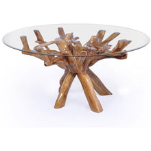Teak Wood Root Dining Table Including a 63 Inch Round Glass Top - Chic Teak