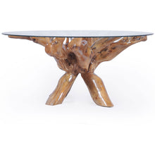 Teak Wood Root Dining Table Including a 63 Inch Round Glass Top - Chic Teak