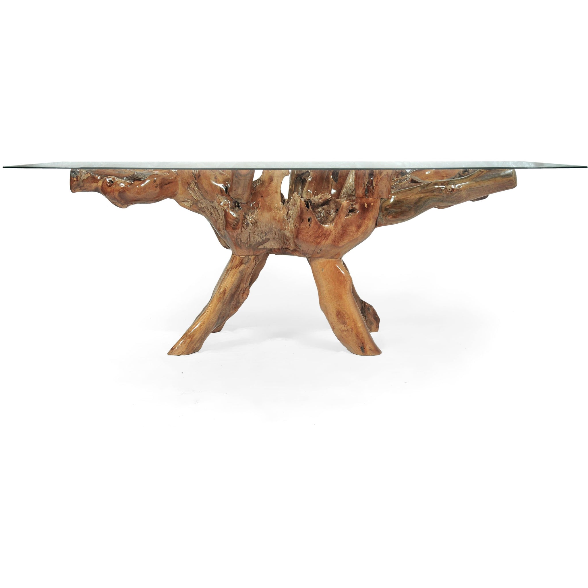 Teak Wood Root Dining Table Including 87 x 43 Inch Glass Top by Chic ...