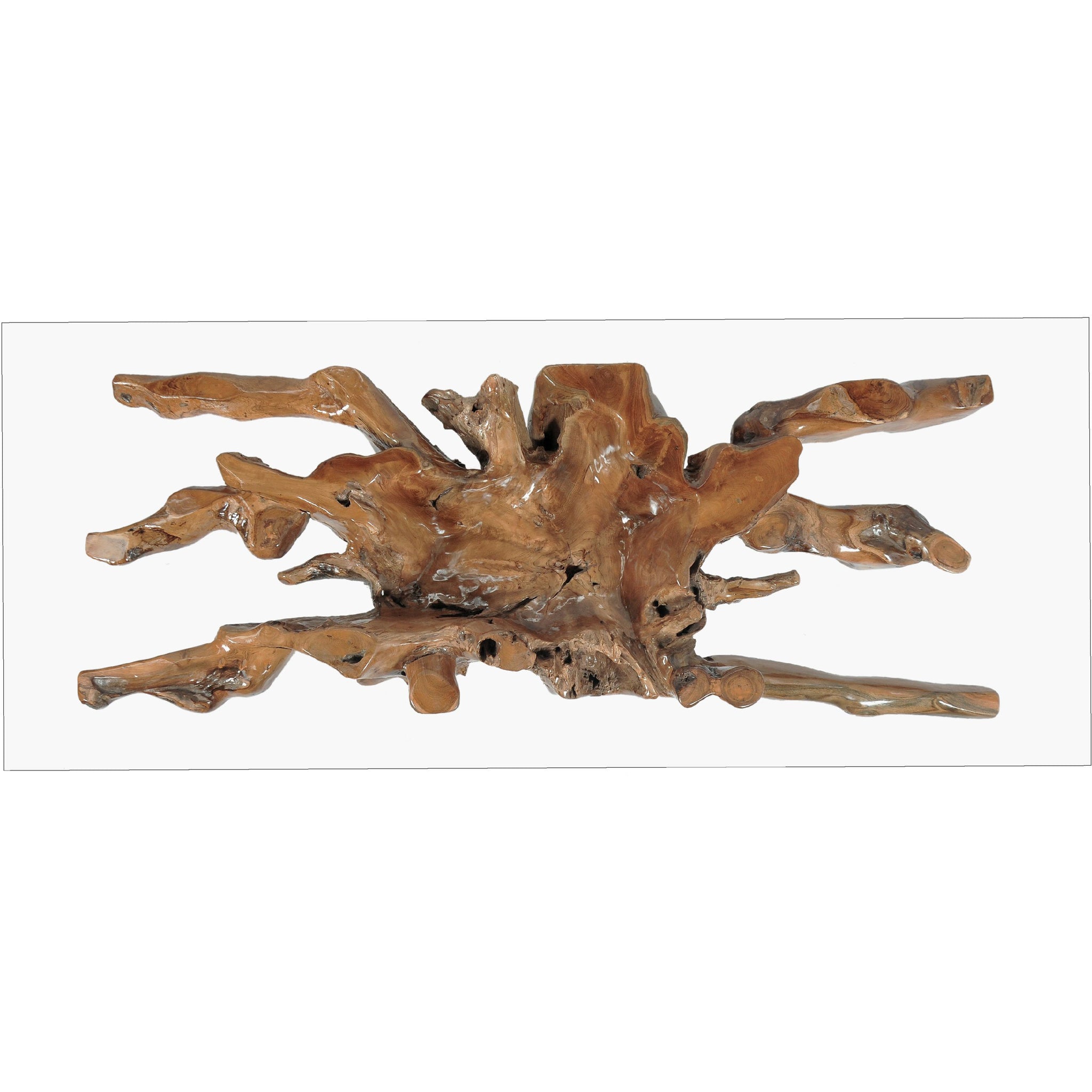 Teak Wood Root Dining Table Including 87 x 43 Inch Glass Top by Chic ...