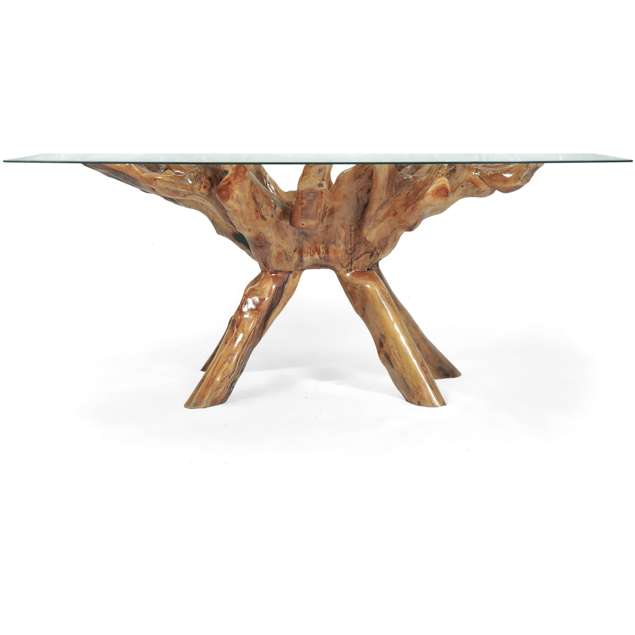 Teak Wood Root Dining Table Including 87 x 43 Inch Glass Top by Chic ...