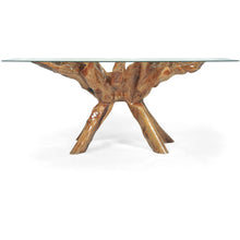 Teak Wood Root Dining Table Including 87 x 43 Inch Glass Top - Chic Teak