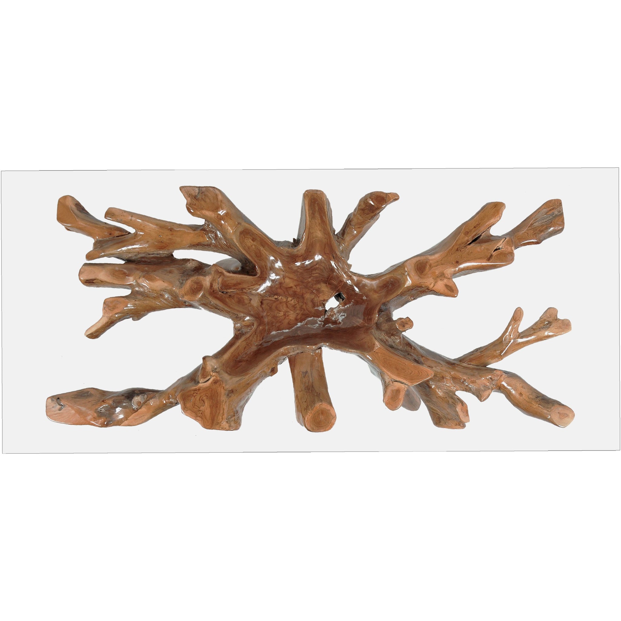 Teak Wood Root Dining Table Including 87 x 43 Inch Glass Top by Chic ...