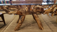Teak Wood Root Dining Table Including a 71 x 40 Inch Glass Top