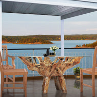 Teak Wood Root Dining Table Including a 63 Inch Round Glass Top - Chic Teak