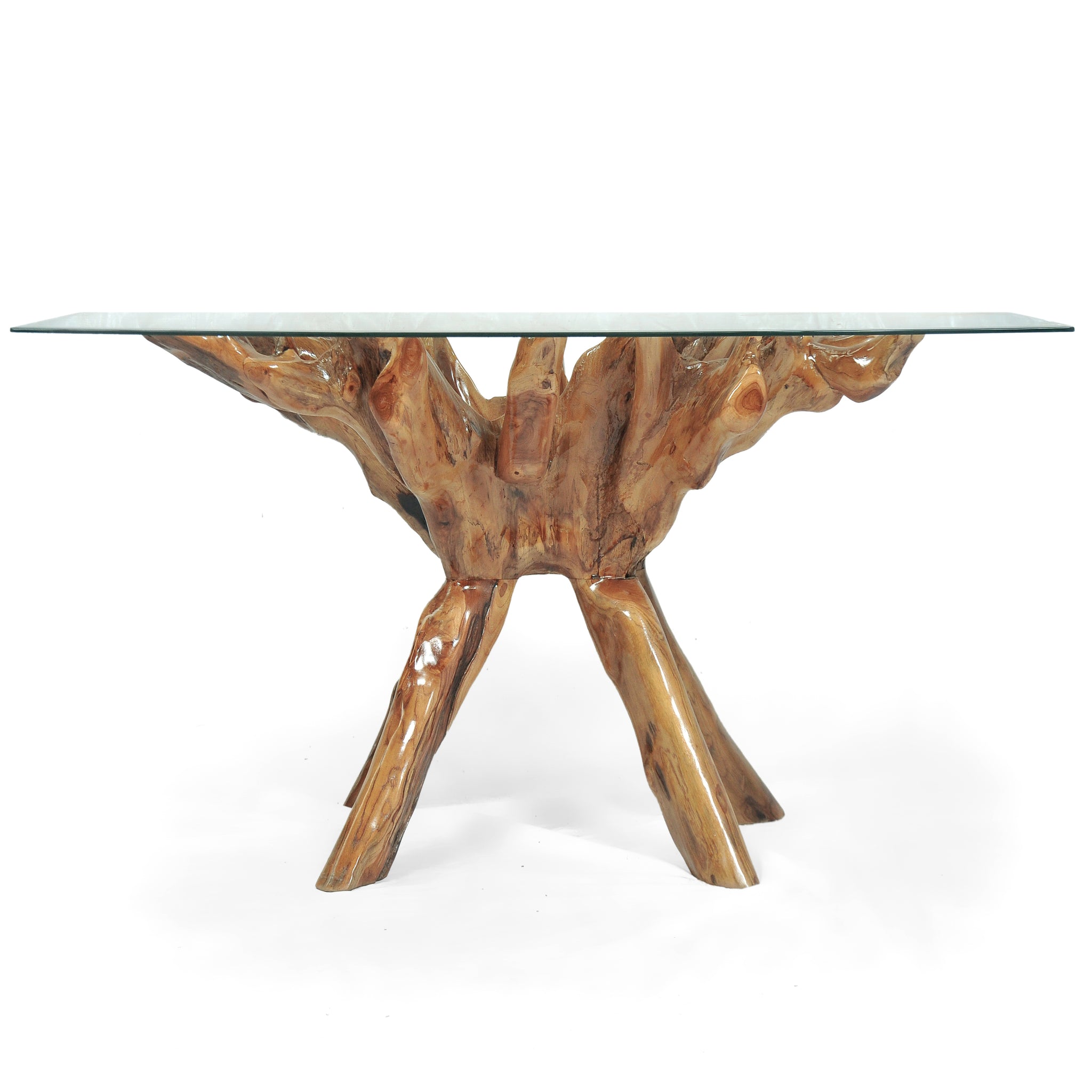 Teak Wood Root Dining Table with 55 inch Square Glass Top by Chic Teak ...