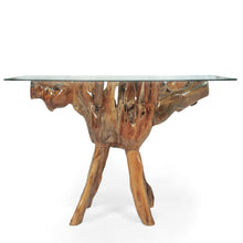 Teak Wood Root Dining Table with 43 inch Square Glass Top